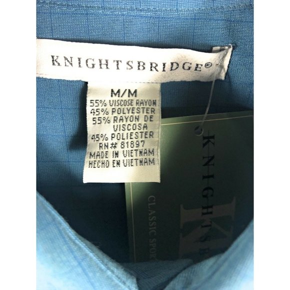 Knightsbridge Men's Medium Short Sleeve Button Up Blue Ryan Polyester Shirt A10 - Picture 2 of 4